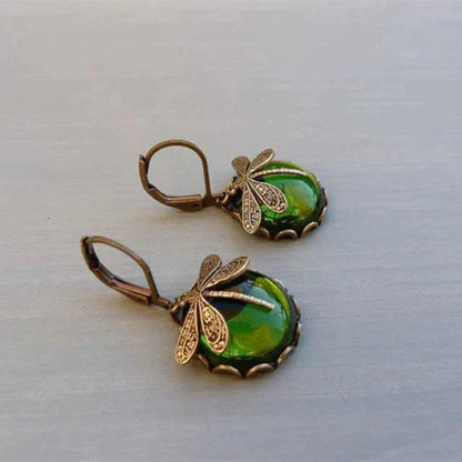 Antique Gold Dragonfly Earrings