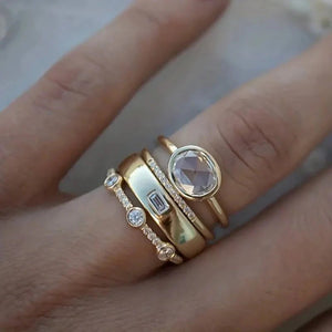 Alina™ | Vintage Gold Zirconia Ring Set